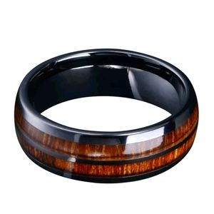 NEW 8mm Tungsten Wood Look Ring Size 8 & 9 Unisex